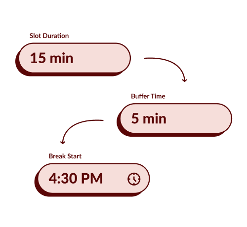 a screenshot from bookit showing the customizable event times.